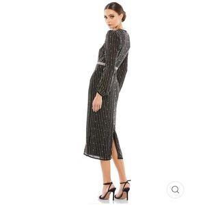 NWT Mac Duggal Sexy Black Rhinestone Puff Sleeve Cocktail
 Gala Black Tie